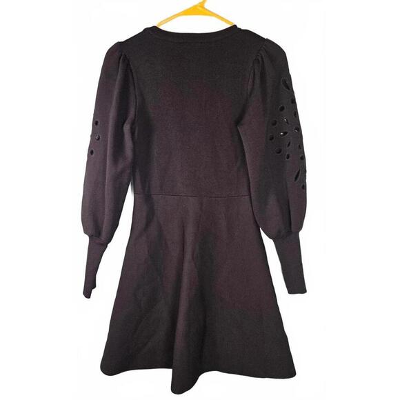 Express Women's Black Fit & Flare Sweater Dress with Cutout Details Size Small - Picture 2 of 8